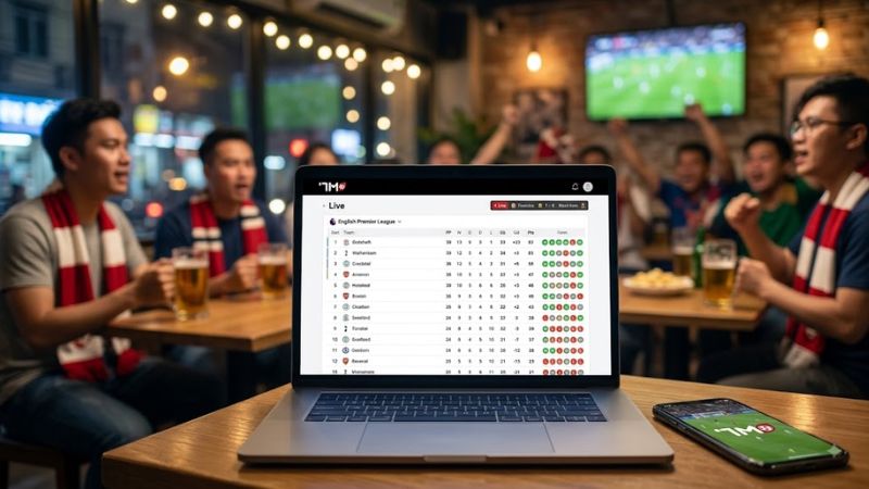 Bảng xếp hạng bóng đá chi tiết được cập nhật liên tục trên nền tảng 7M live scores